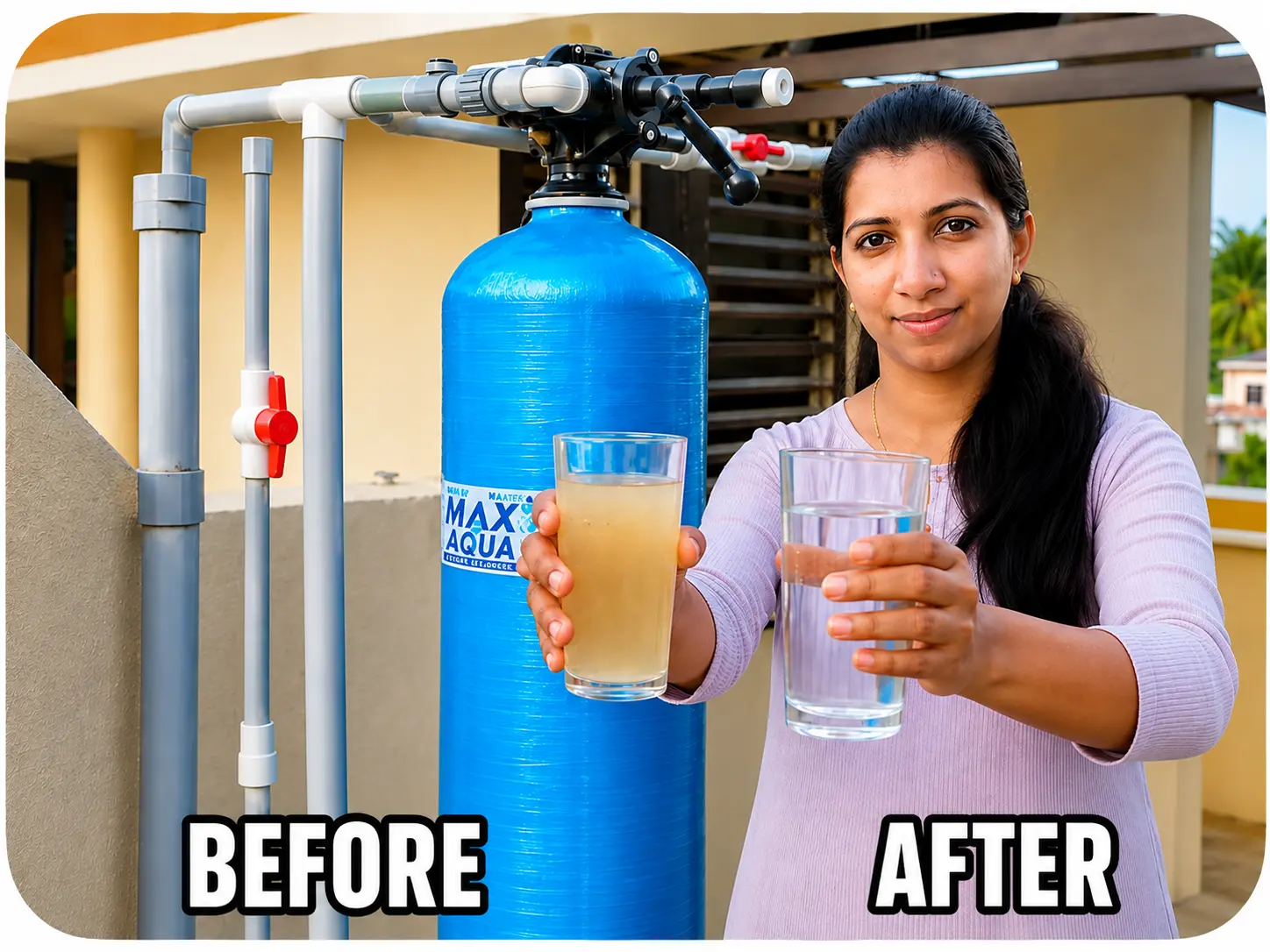 Water quality before and after New Max Aqua filtration